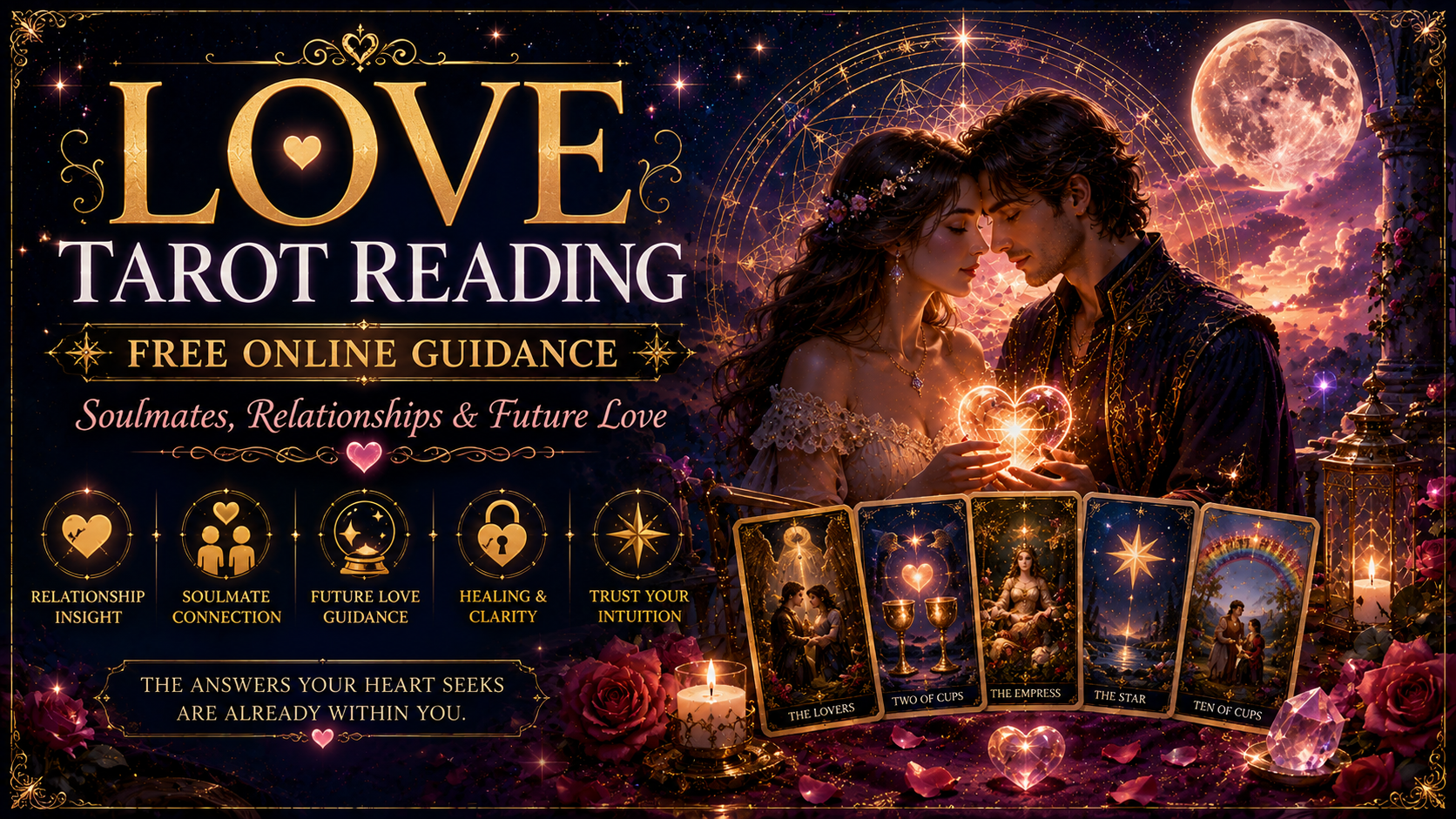 The Lovers and Two of Cups tarot cards on a table for a love reading