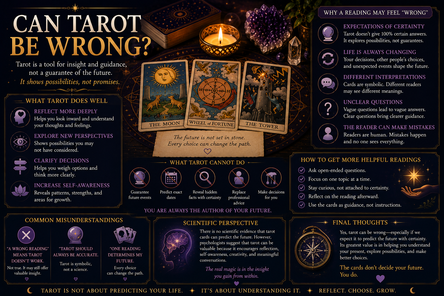 A collection of tarot cards on a table representing the theme of interpretation and accuracy.