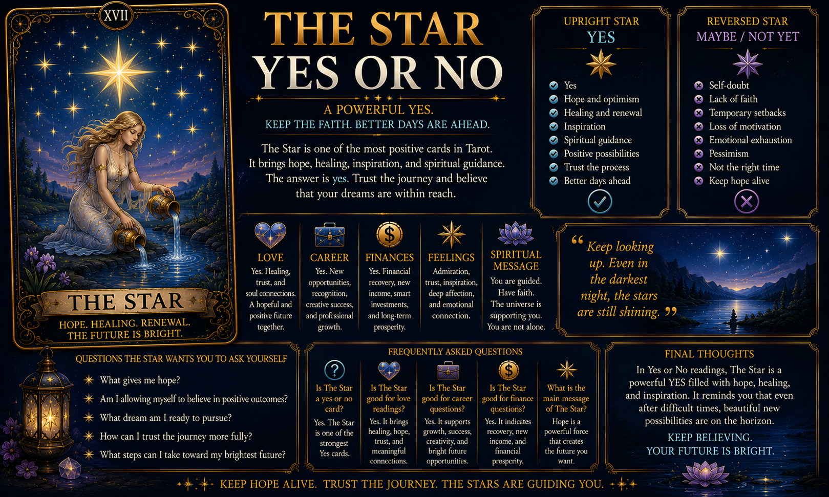 The Star tarot card illustrating hope and spiritual guidance for a yes or no question