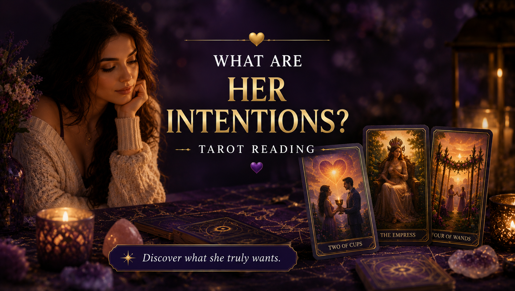 A tarot card spread for understanding a woman's intentions in a relationship