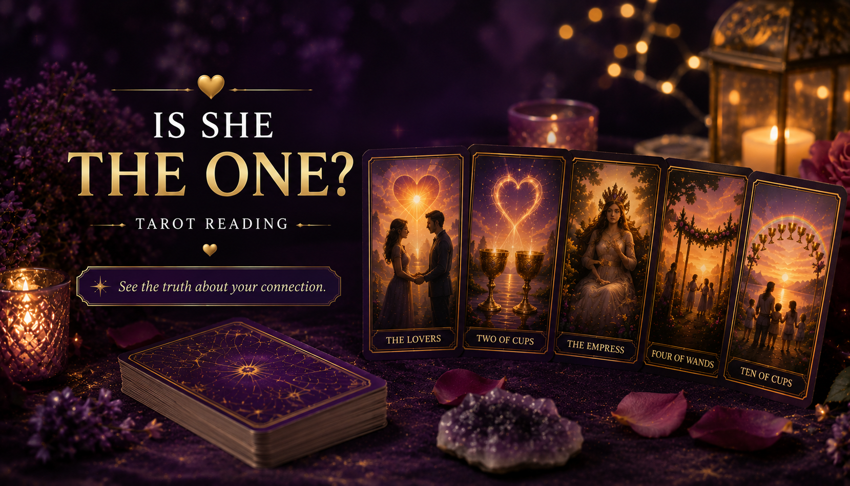 A romantic tarot reading featuring The Lovers and Two of Cups cards to determine relationship potential.