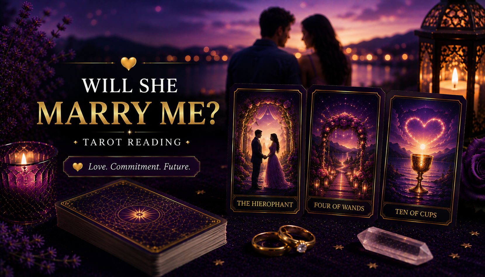 A romantic tarot card spread focusing on love, marriage, and long-term commitment.