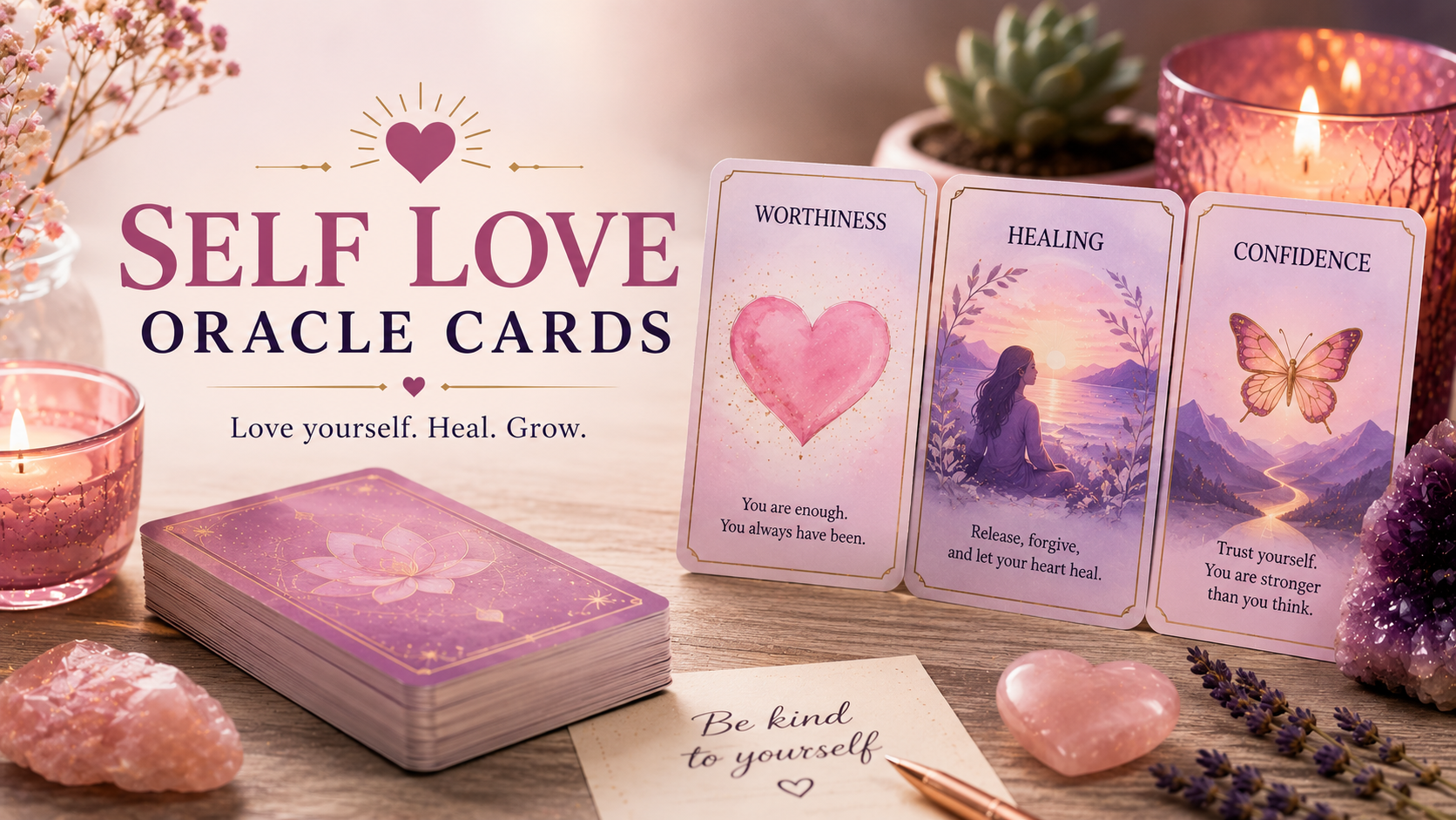 A woman using self love oracle cards for daily reflection and confidence building